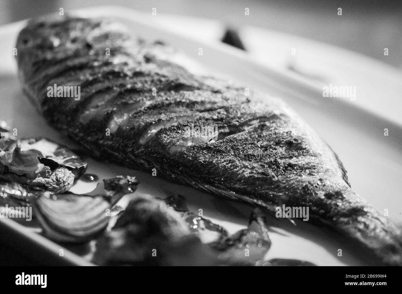 grilled fish with salt & pepper Stock Photo Alamy