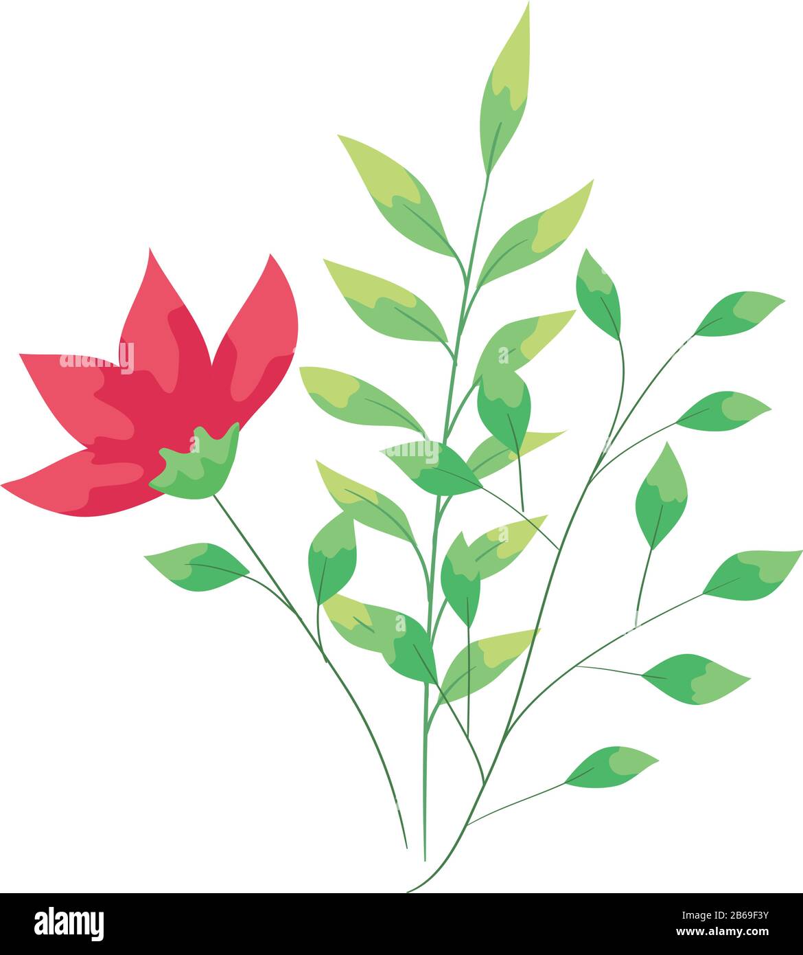 cute flower with branches and leafs Stock Vector Image & Art - Alamy