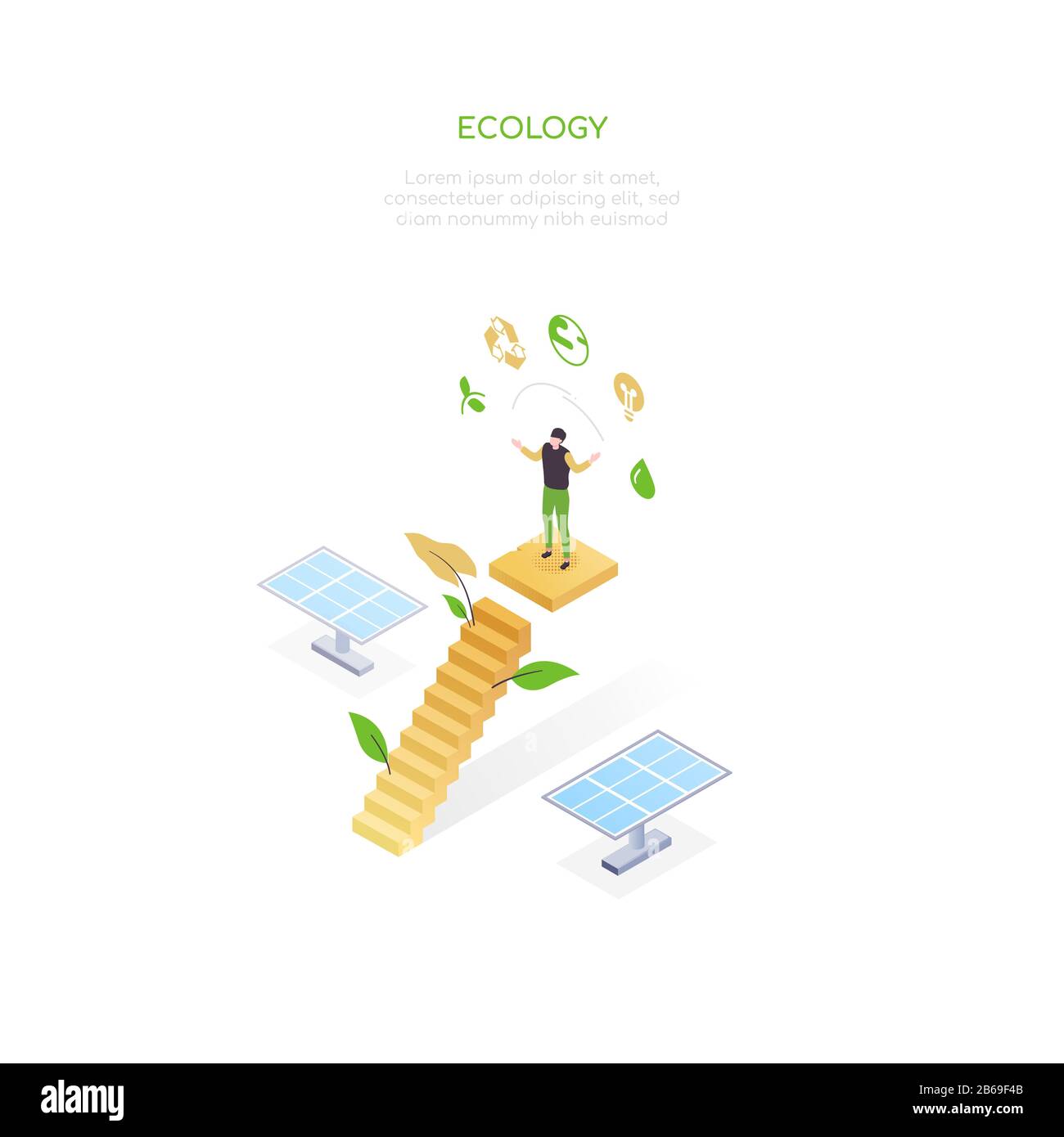 Ecology - modern colorful isometric vector web banner Stock Vector