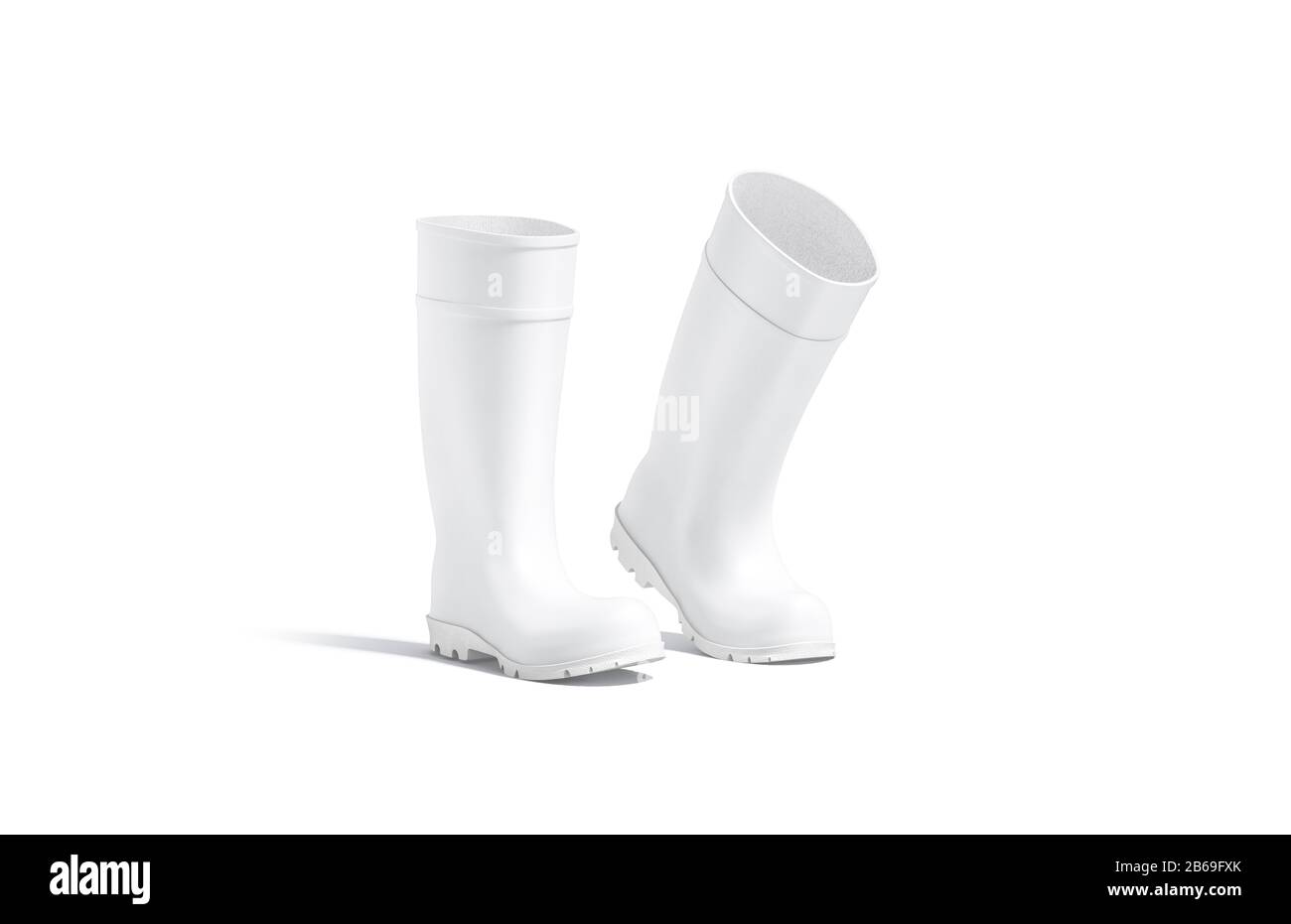 Blank white rubber wellington boots mock up, isolated Stock Photo