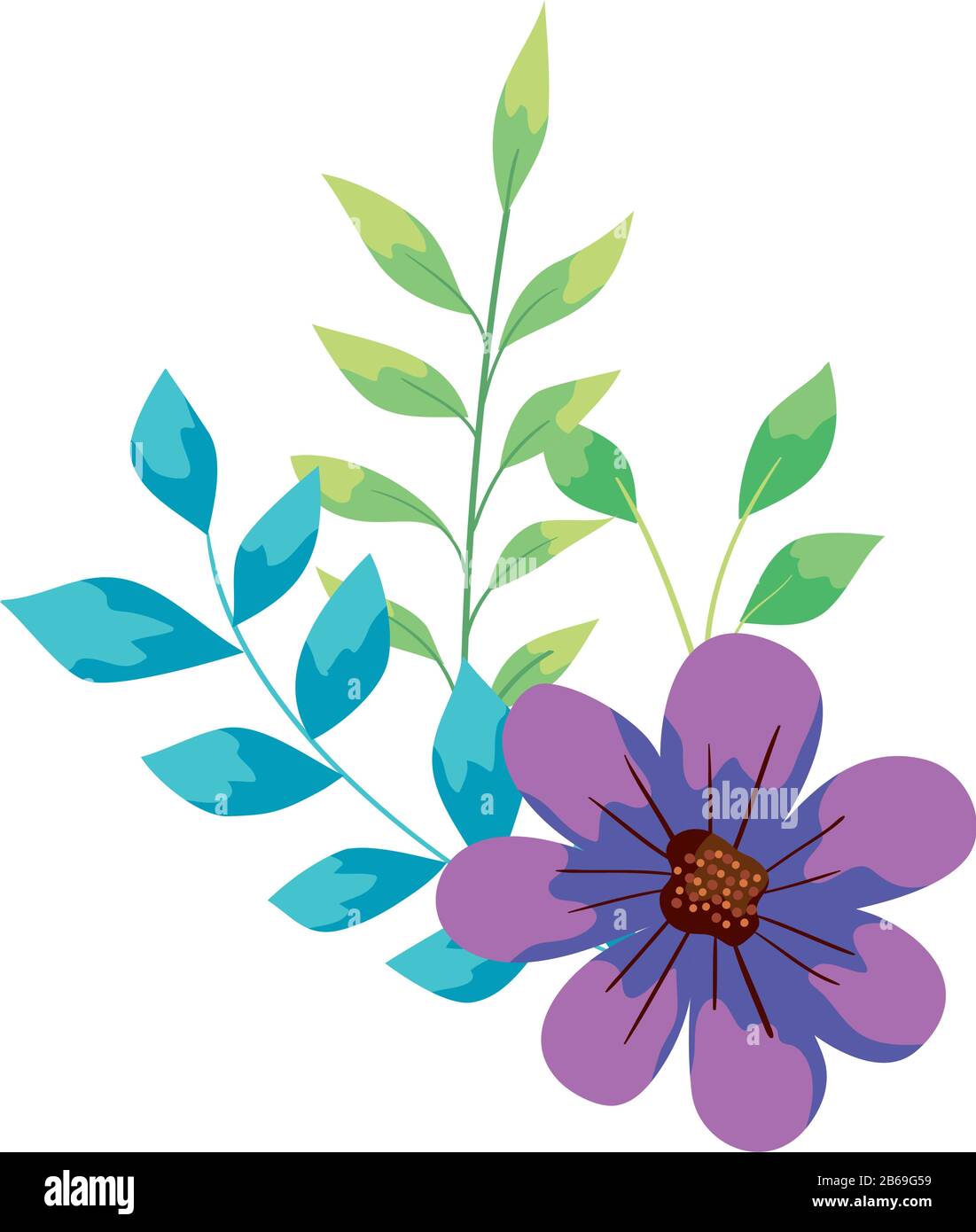 cute flower with branches and leafs Stock Vector Image & Art - Alamy