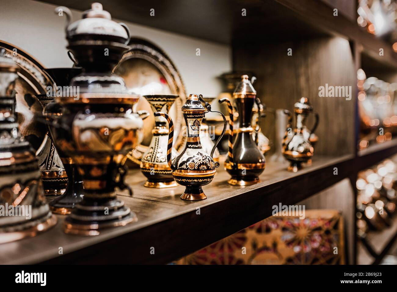 Collection of turkish ceramics on sale at the Grand Bazaar in Turkey ...