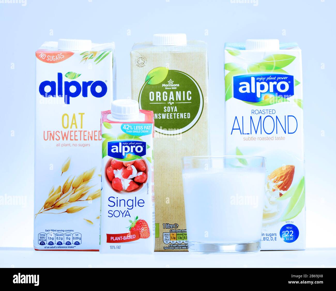 Plant-based alternatives to dairy milk and cream Stock Photo