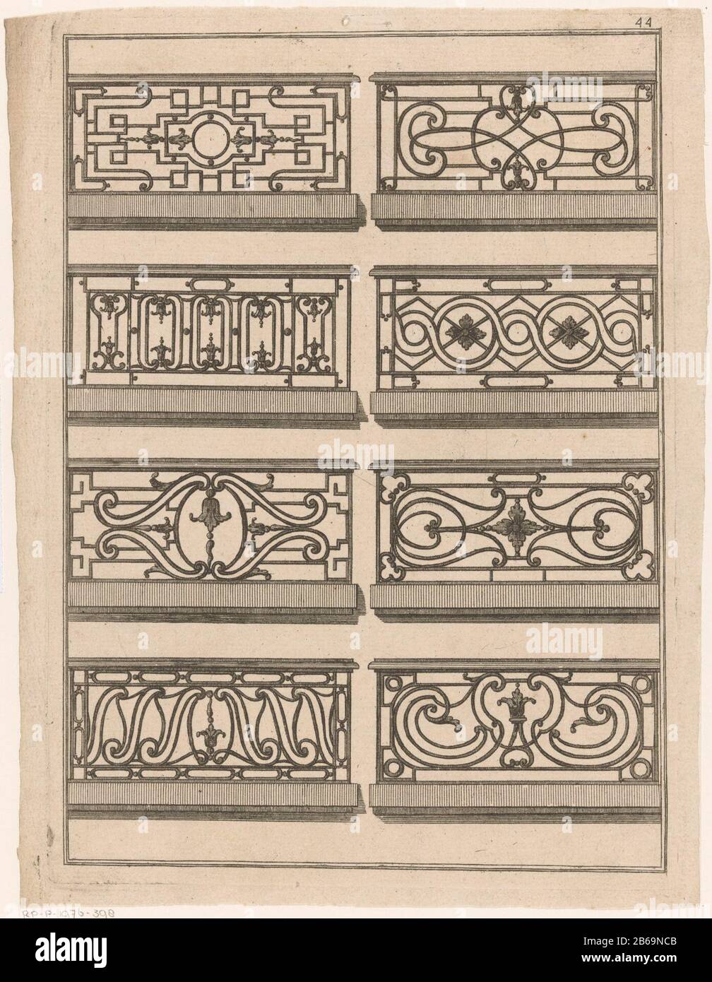 Eight Pointed Railing Eight balustrades Eight railings with leaf motifs. Print Nummer 44 ...