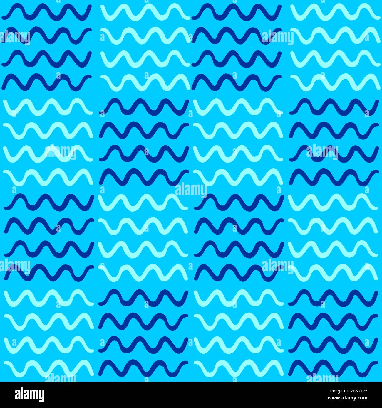 Vector seamless geometric pattern of hand-drawn waves on a blue ...