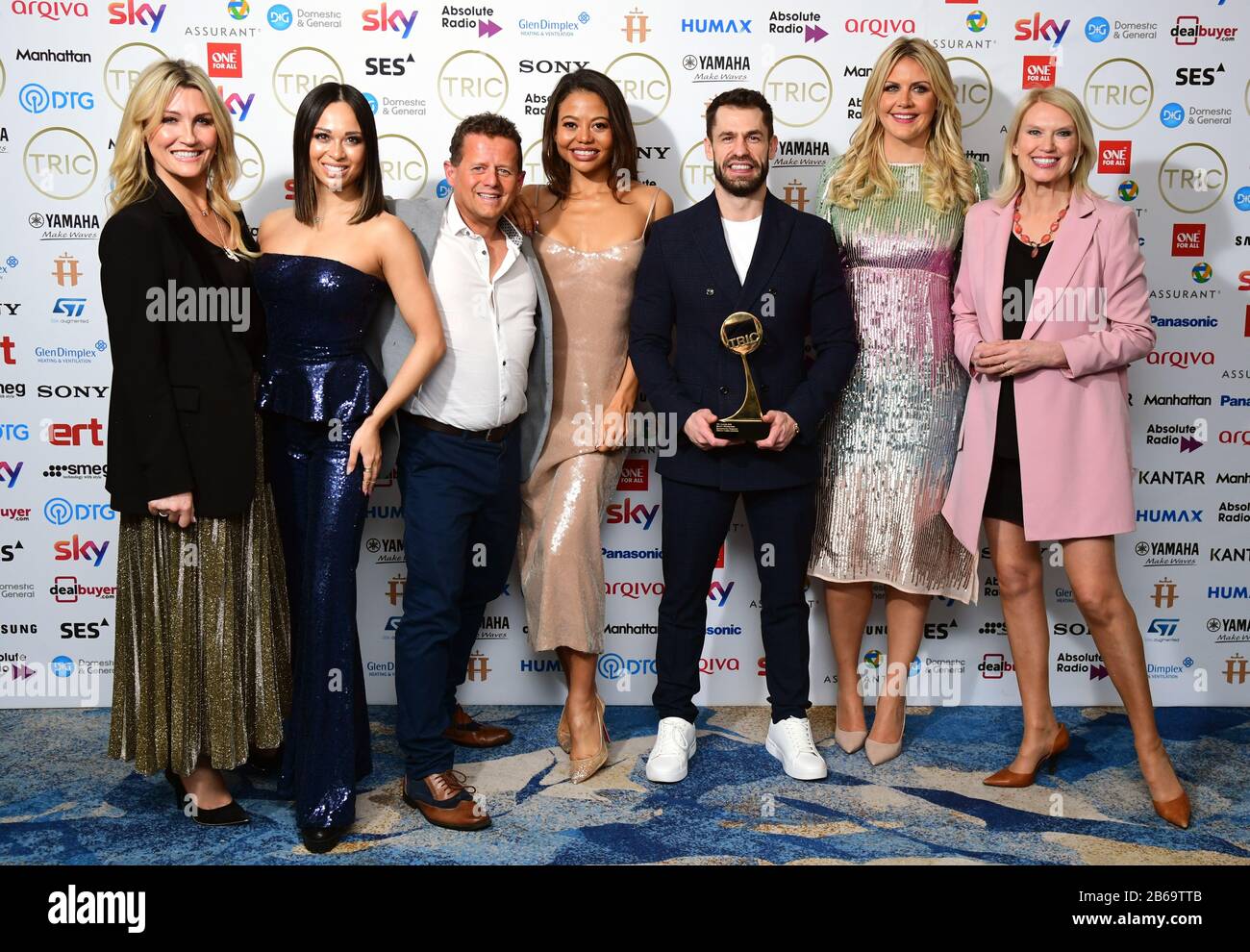 The cast of Strictly Come Dancing with the Award for Reality Programme  Sponsored by Hargenant. Emma Thynn, Katya Jones, Michelle Visage, Mike  Bushell, Kelvin Fletcher and Anneka Rice attending the TRIC Awards