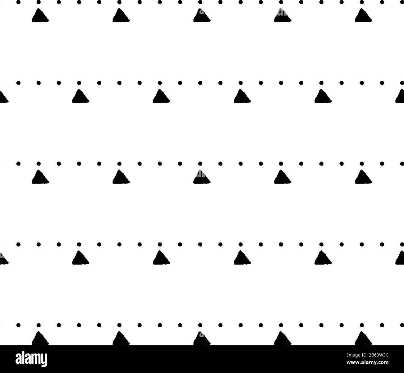 Vector seamless geometric pattern of hand-drawn black triangles and ...