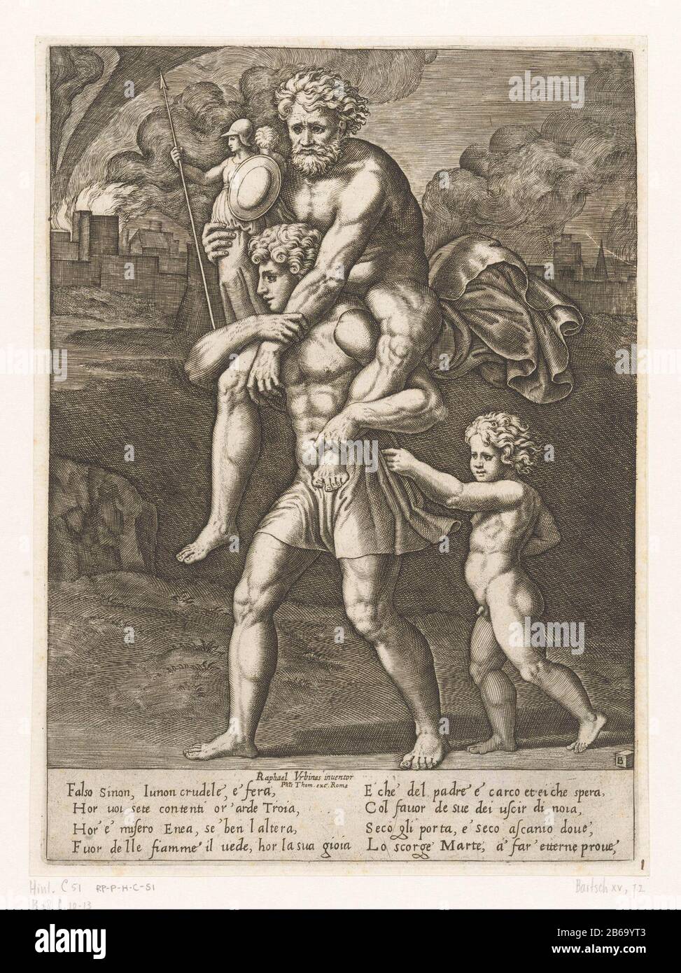 Aeneas and his family flee from Troy Aeneas walking with his father