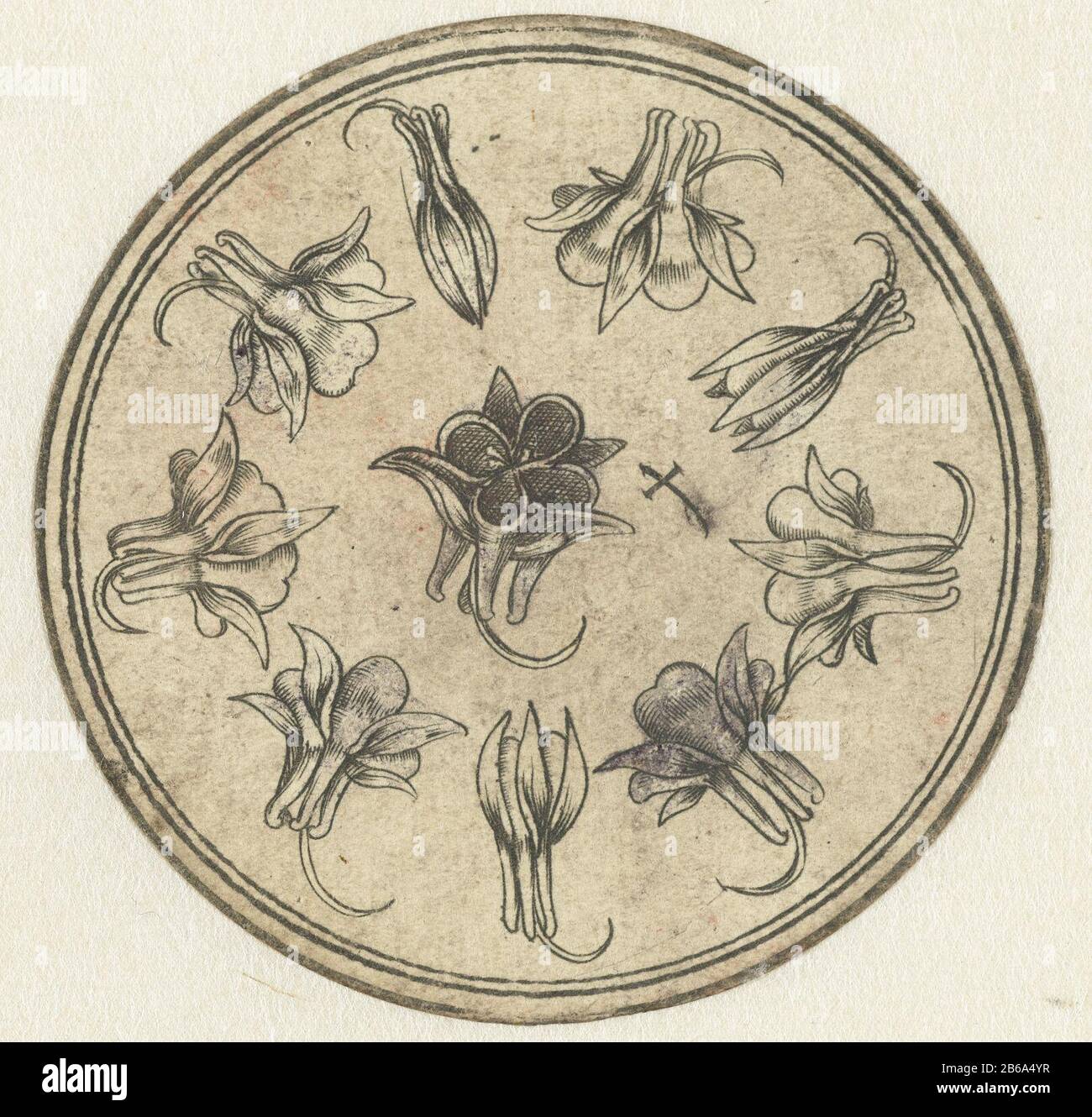 Roman Numerals 9/" x 9/" Paper Clock Dial w//2 Color Floral Corner Designs