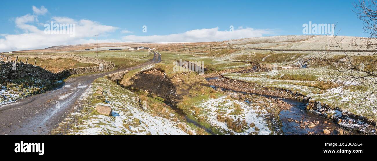 High Beck Head, Upper Teesdale, Winter Panorama Stock Photo