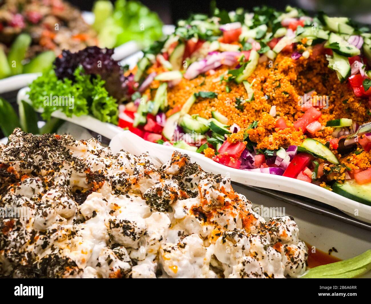 mix turkish salad with fresh vegetables, spices & salad dressing Stock Photo Alamy