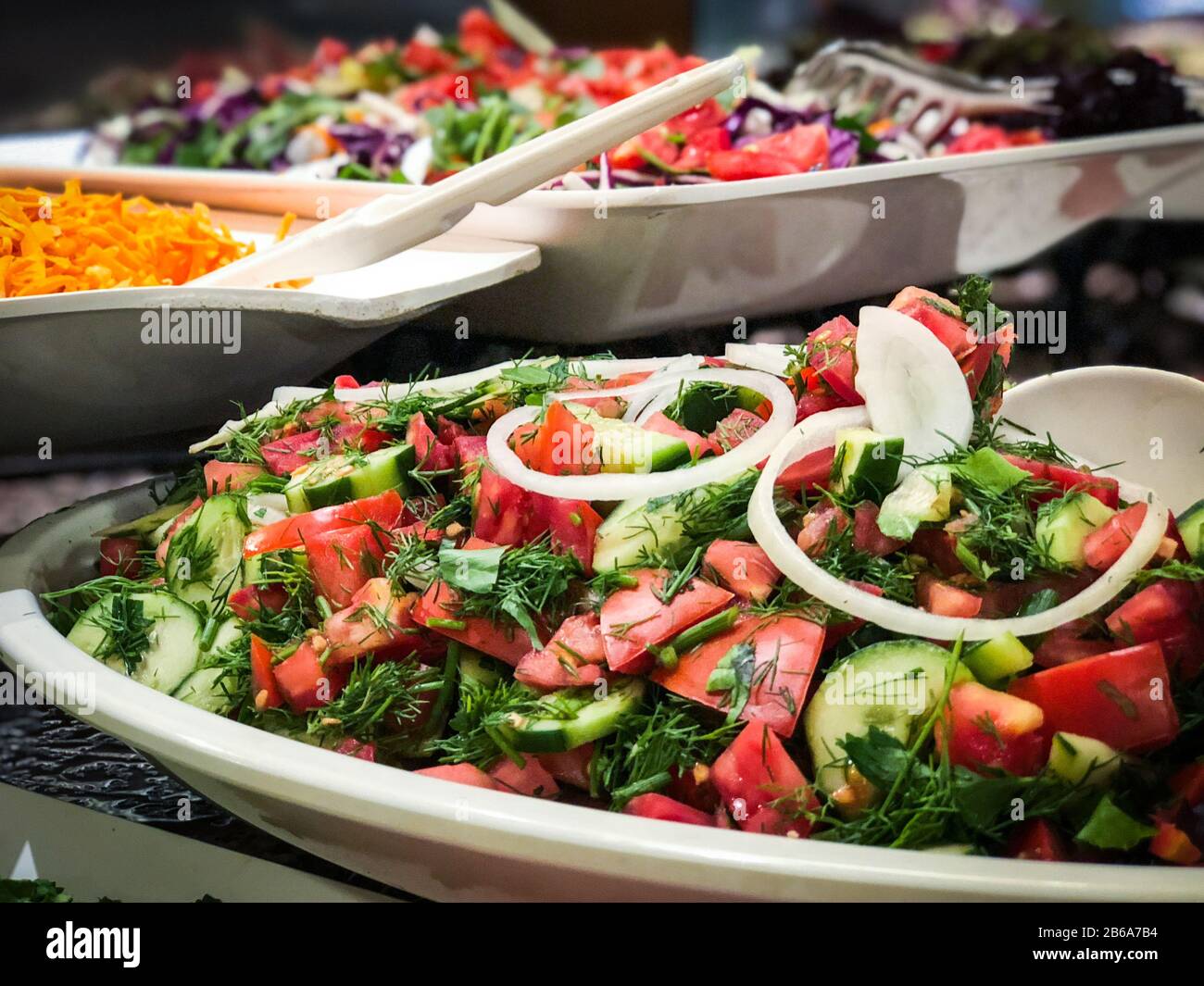 mix turkish salad with fresh vegetables, spices & salad dressing Stock Photo Alamy