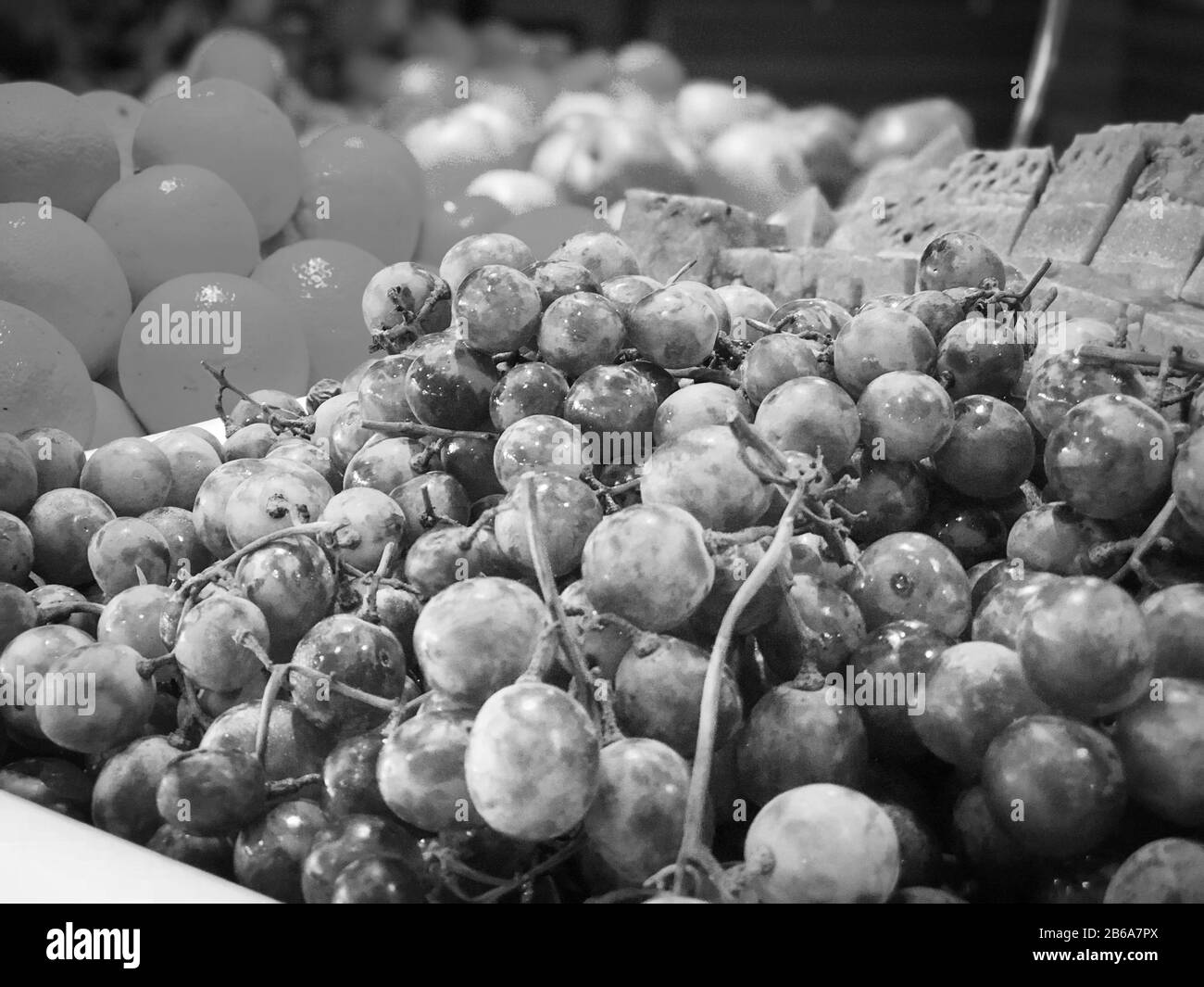 Group tropical healthy fruits Black and White Stock Photos & Images - Alamy