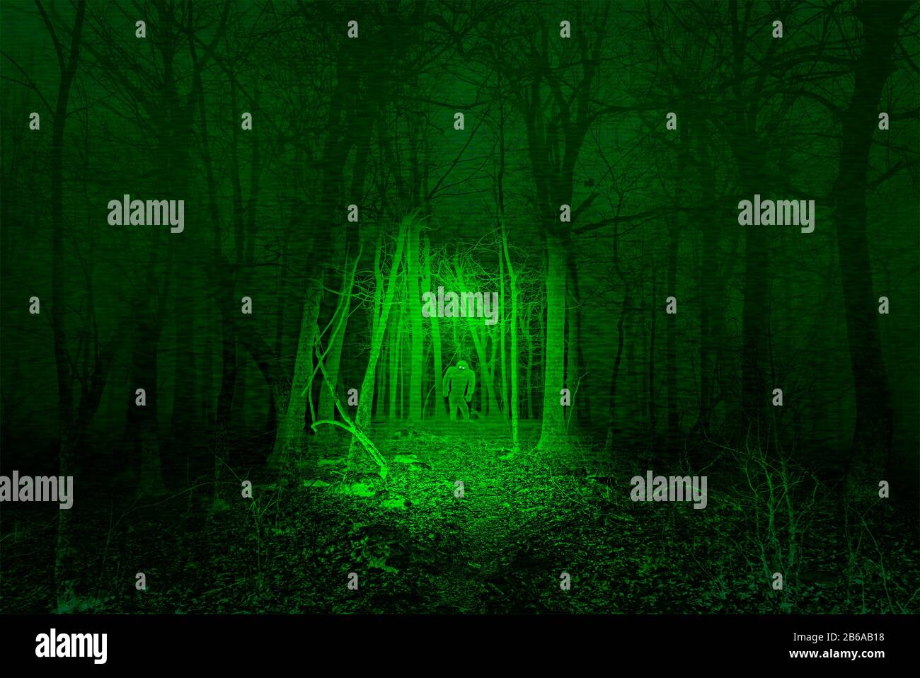 Night Vision Image of Bigfoot Stock Photo