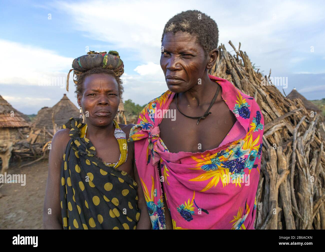 Toposa tribe women in traditional clothing, Namorunyang State, Kapoeta, South Sudan Stock Photo