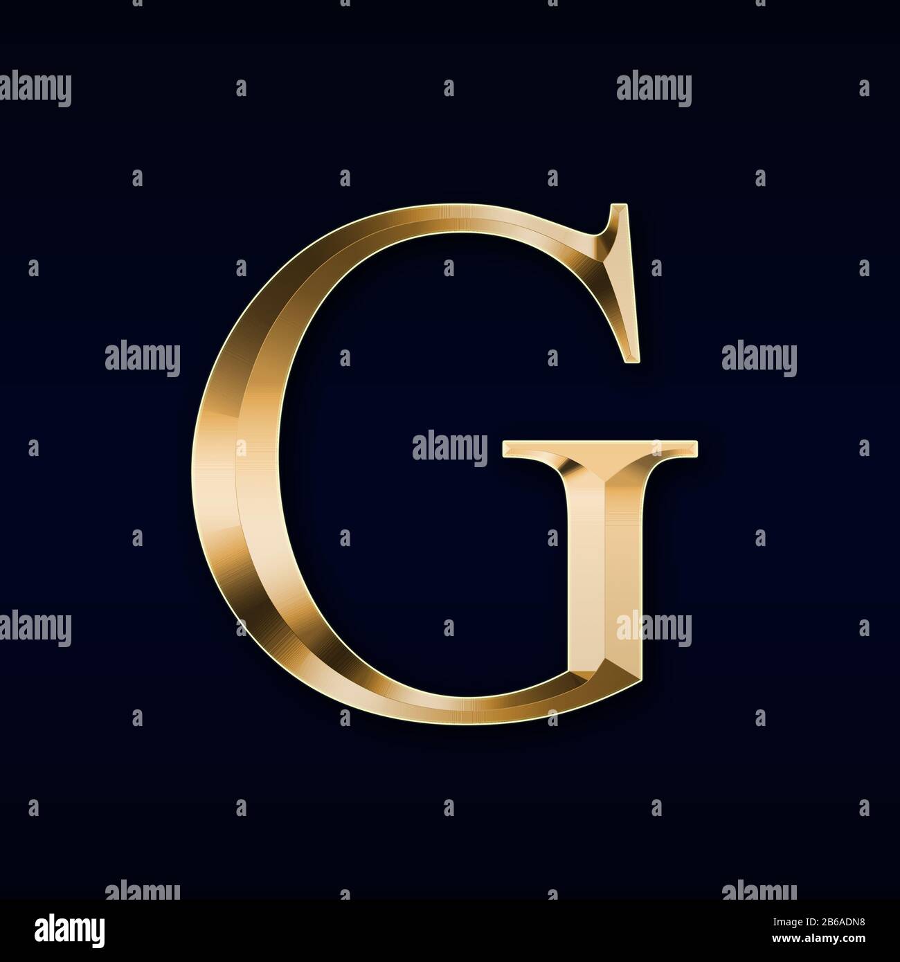 Gold letter 'G' on a black  background Stock Photo