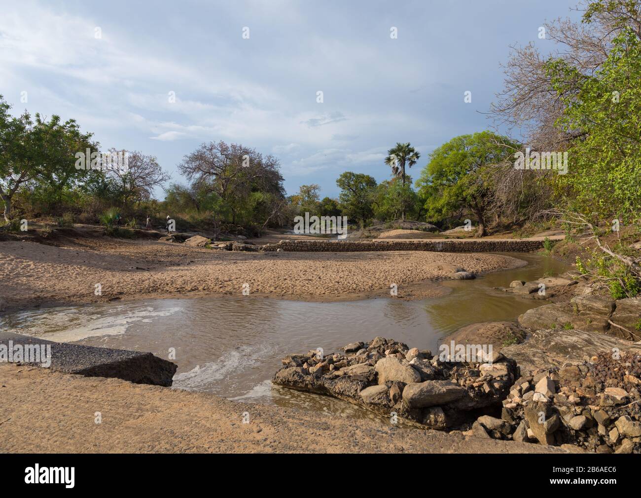 River in an arid landscape, Namorunyang State, Kapoeta, South Sudan Stock Photo