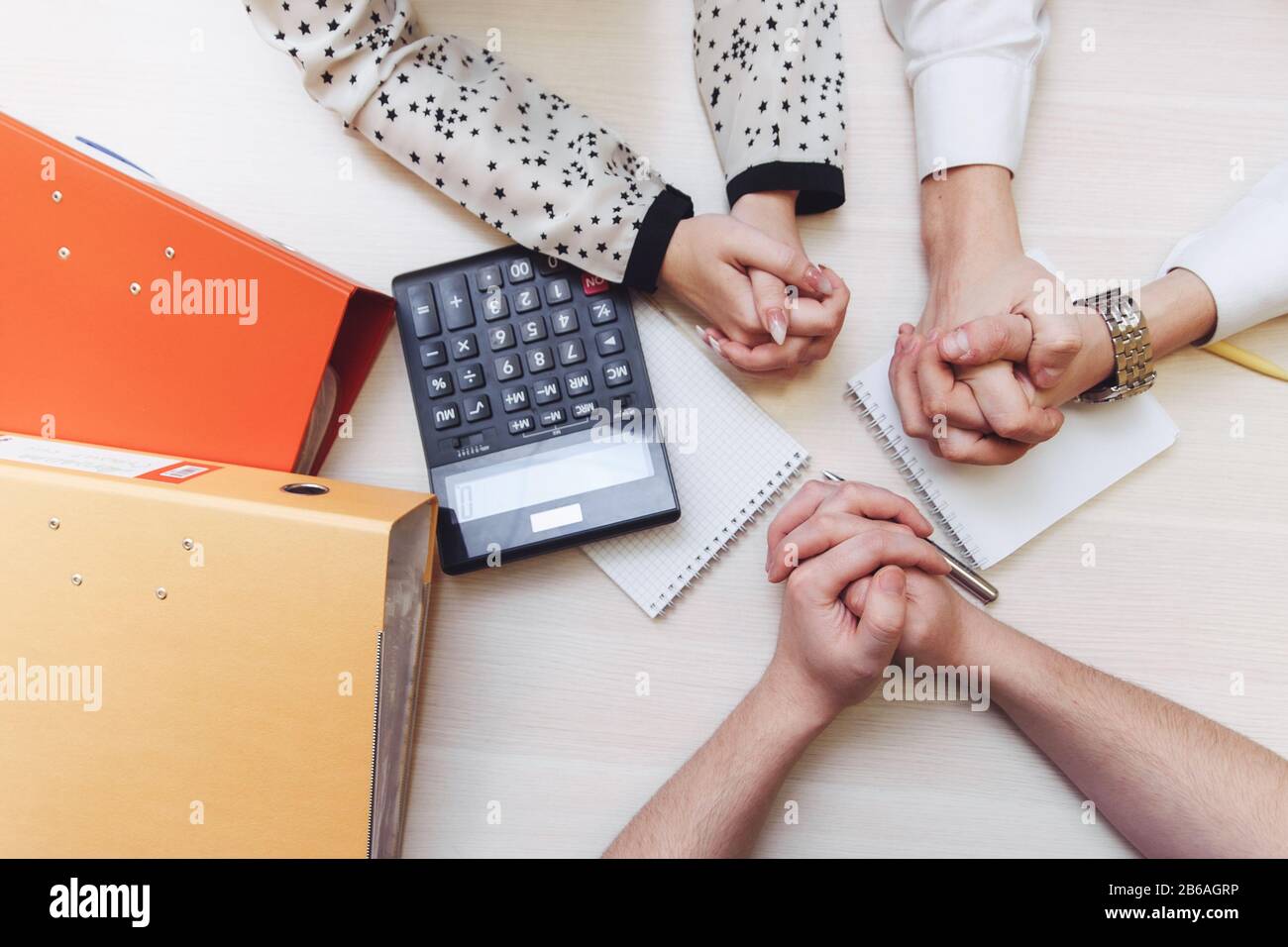 Group of Business People Working on an Office Desk. Close-up of ...