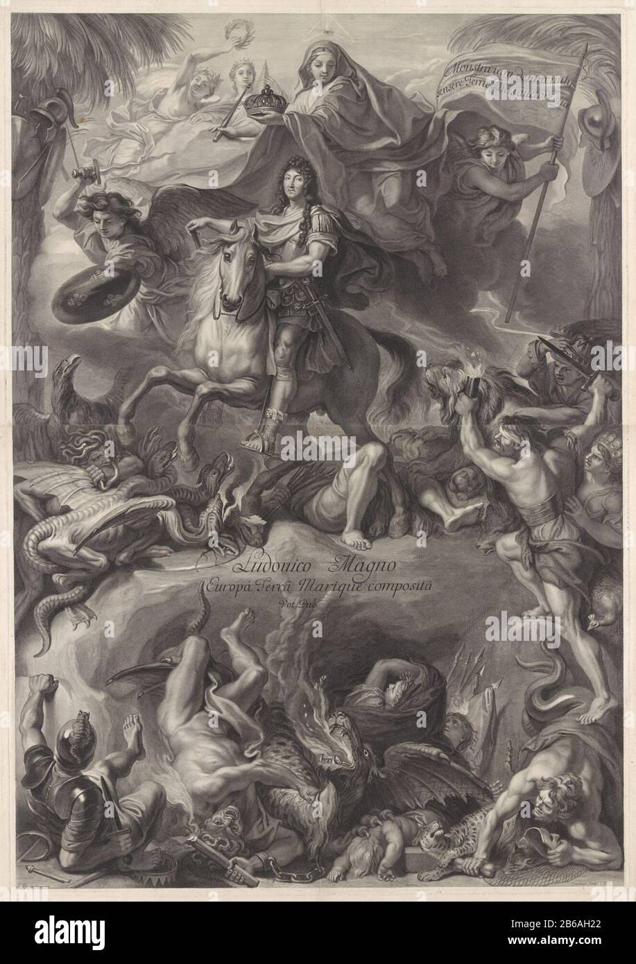 Allegorical Equestrian Portrait Of Louis Xiv King Of France