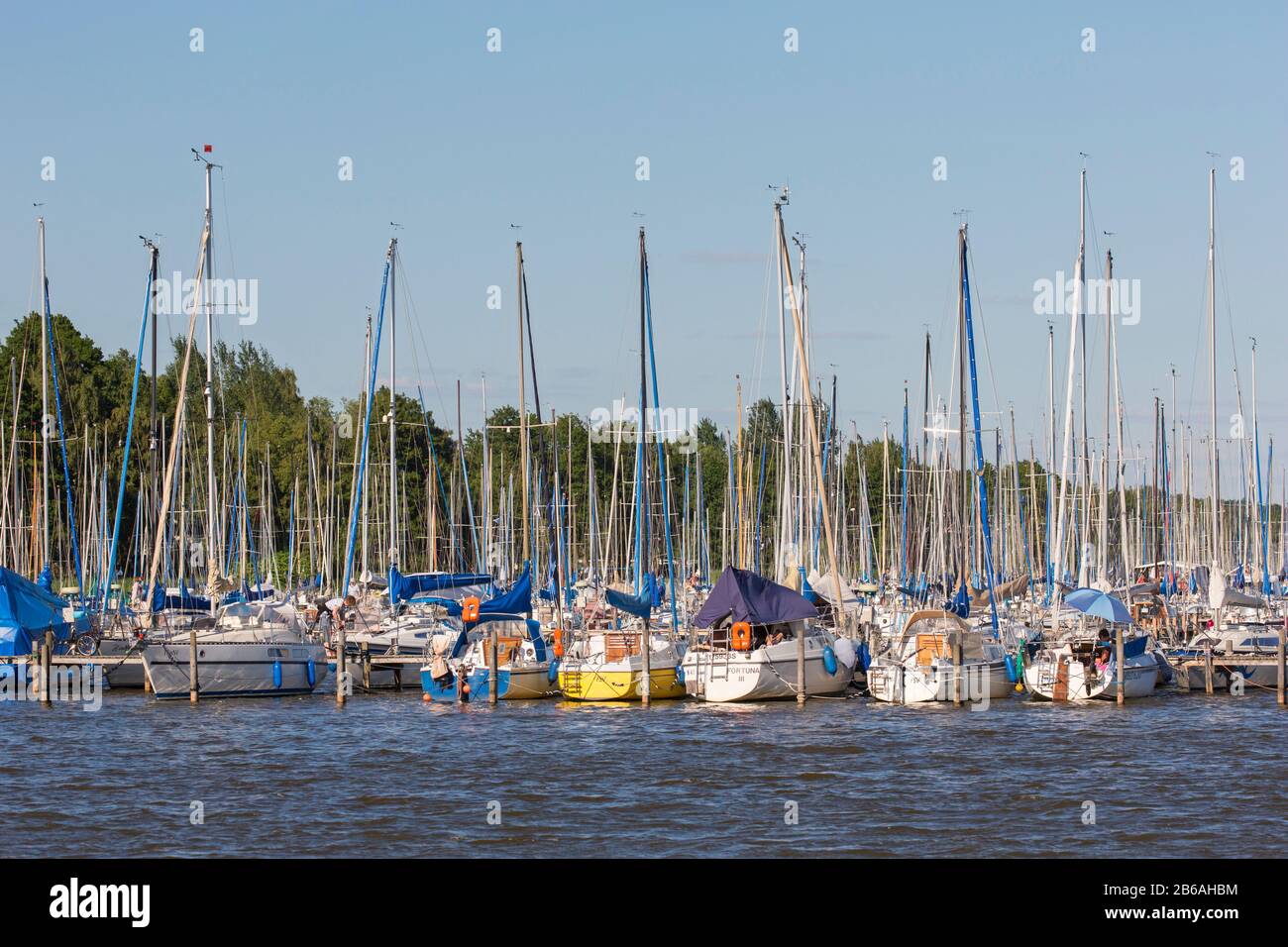 Sailing boats at Lake Steinhude / Steinhuder Meer, Mardorf, Neustadt am Rübenberge, Lower Saxony, Germany Stock Photo