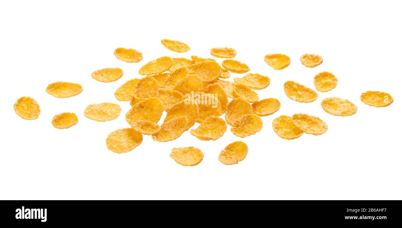 Corn flakes isolated on white background with clipping path Stock Photo