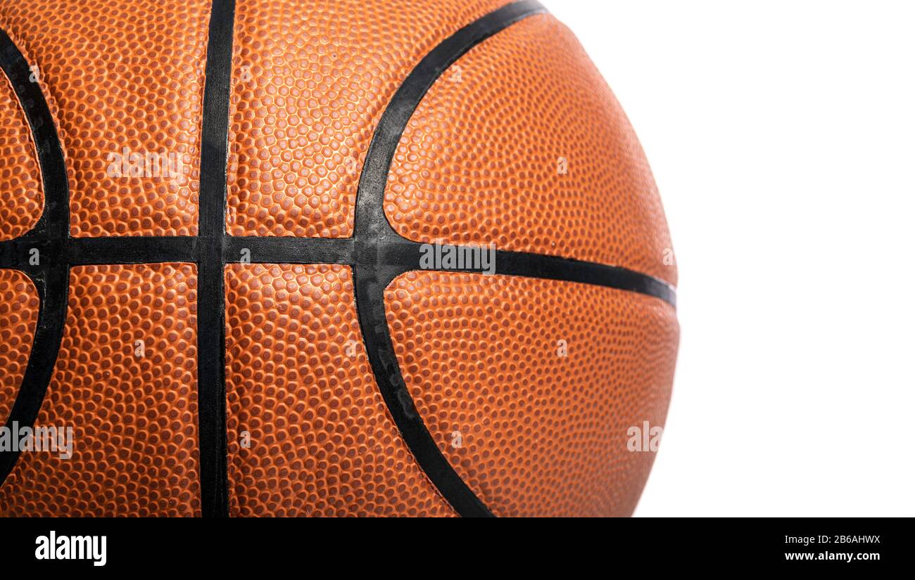 A close-up of a leather basketball on white Stock Photo