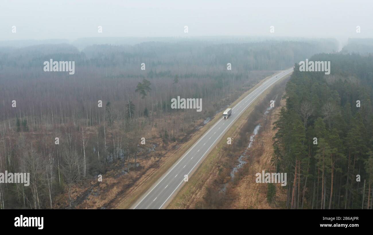 Mysterious misty forest aerial view hi-res stock photography and images ...