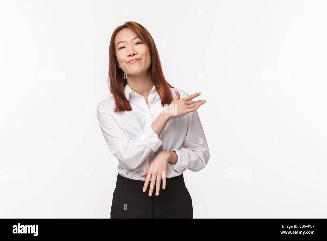 Easy. Carefree and unbothered asian woman professional, brush her