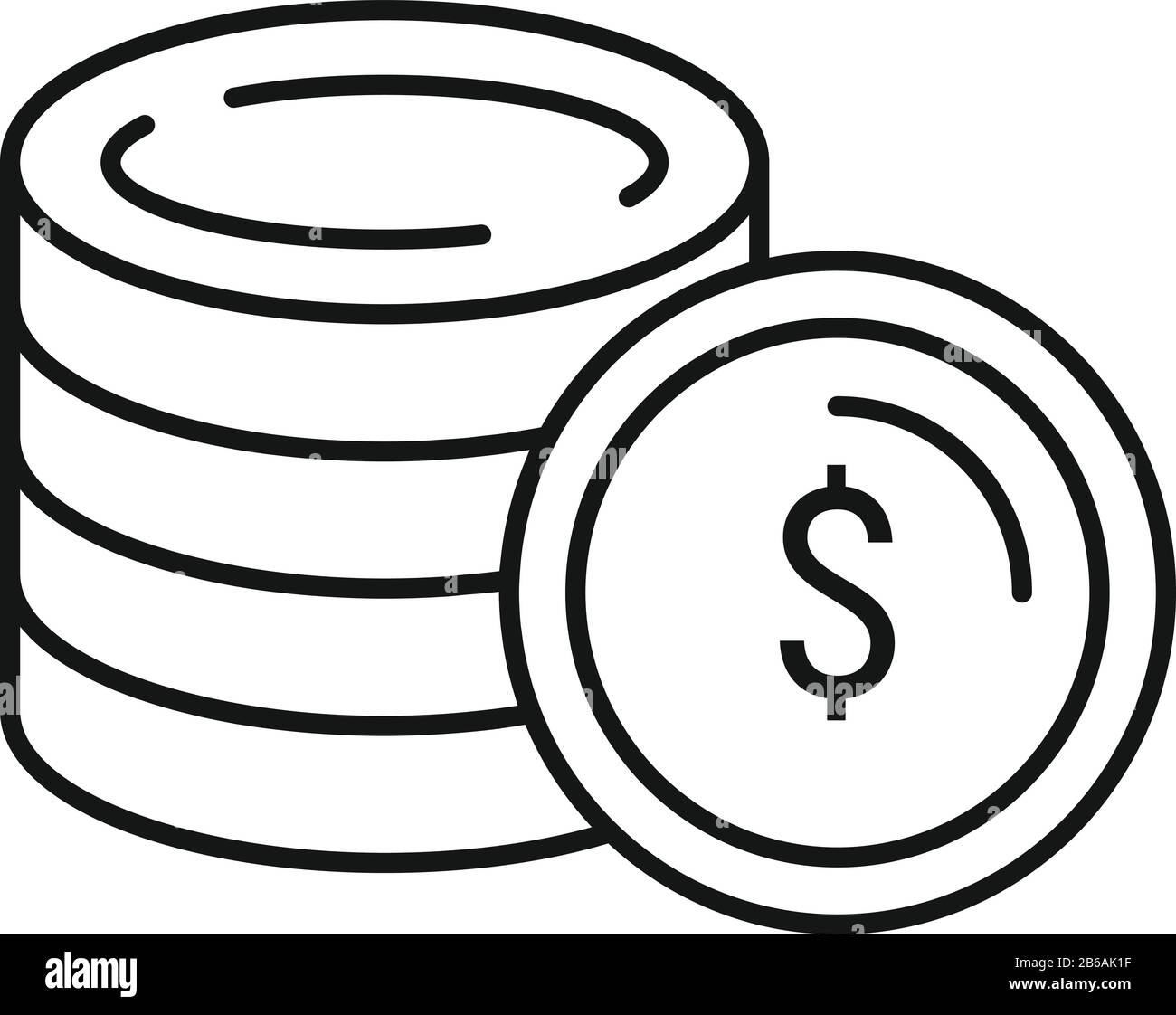 Gold coins icon. Outline gold coins vector icon for web design isolated ...