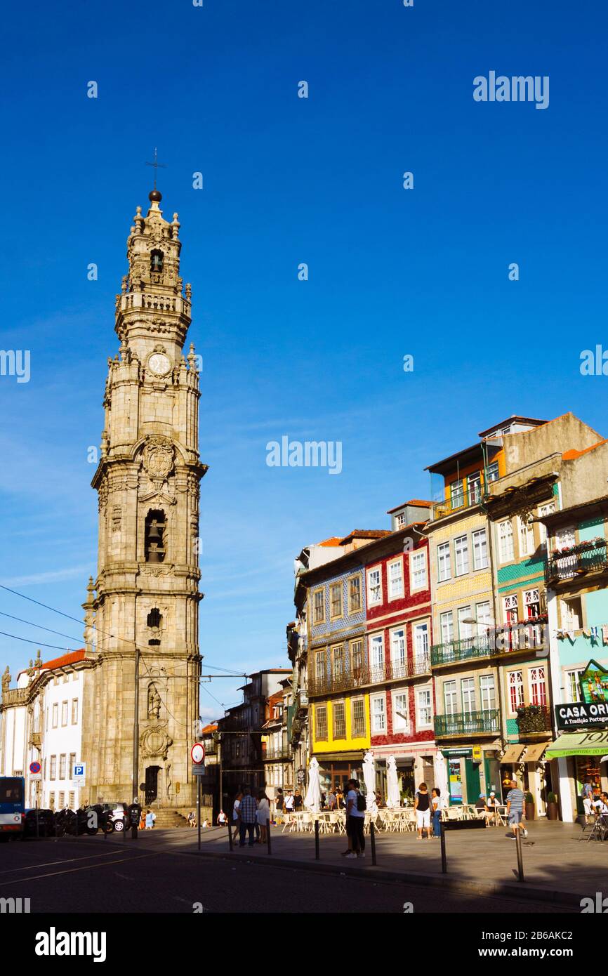 Porto, Portugal : Baroque Torre dos Clérigos tower of the  Igreja dos Clérigos church by Italian architect Nicolau Nasoni. Stock Photo