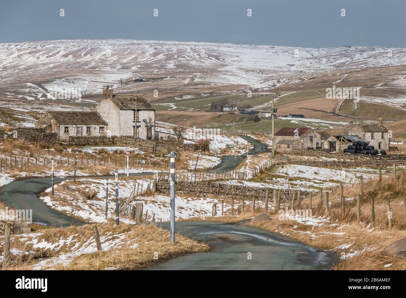 The remote hill farming community of Harwood, at the head of Teesdale, high in the North Pennines AONB Stock Photo