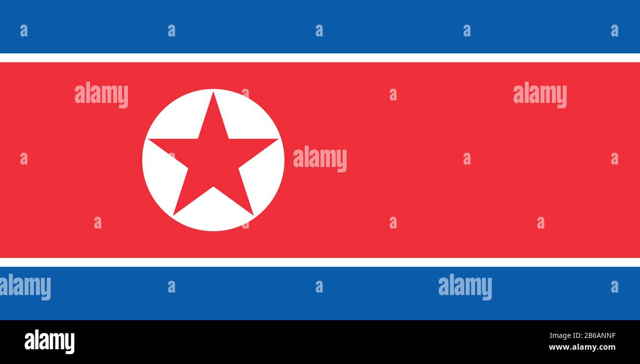 Flag of North Korea - North Korean flag standard ratio - true RGB color mode Stock Photo