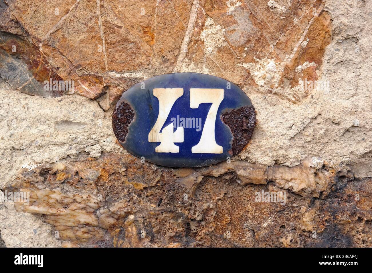 House Number 47 sign. Stock Photo