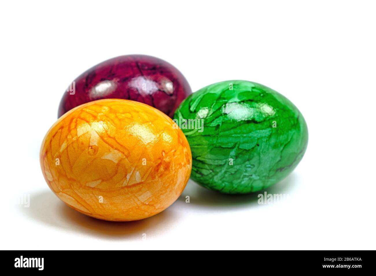 Colorful easter eggs against white background Stock Photo