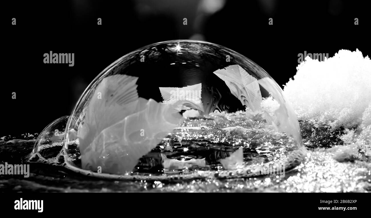 Freezing soap bubble closeup Stock Photo Alamy