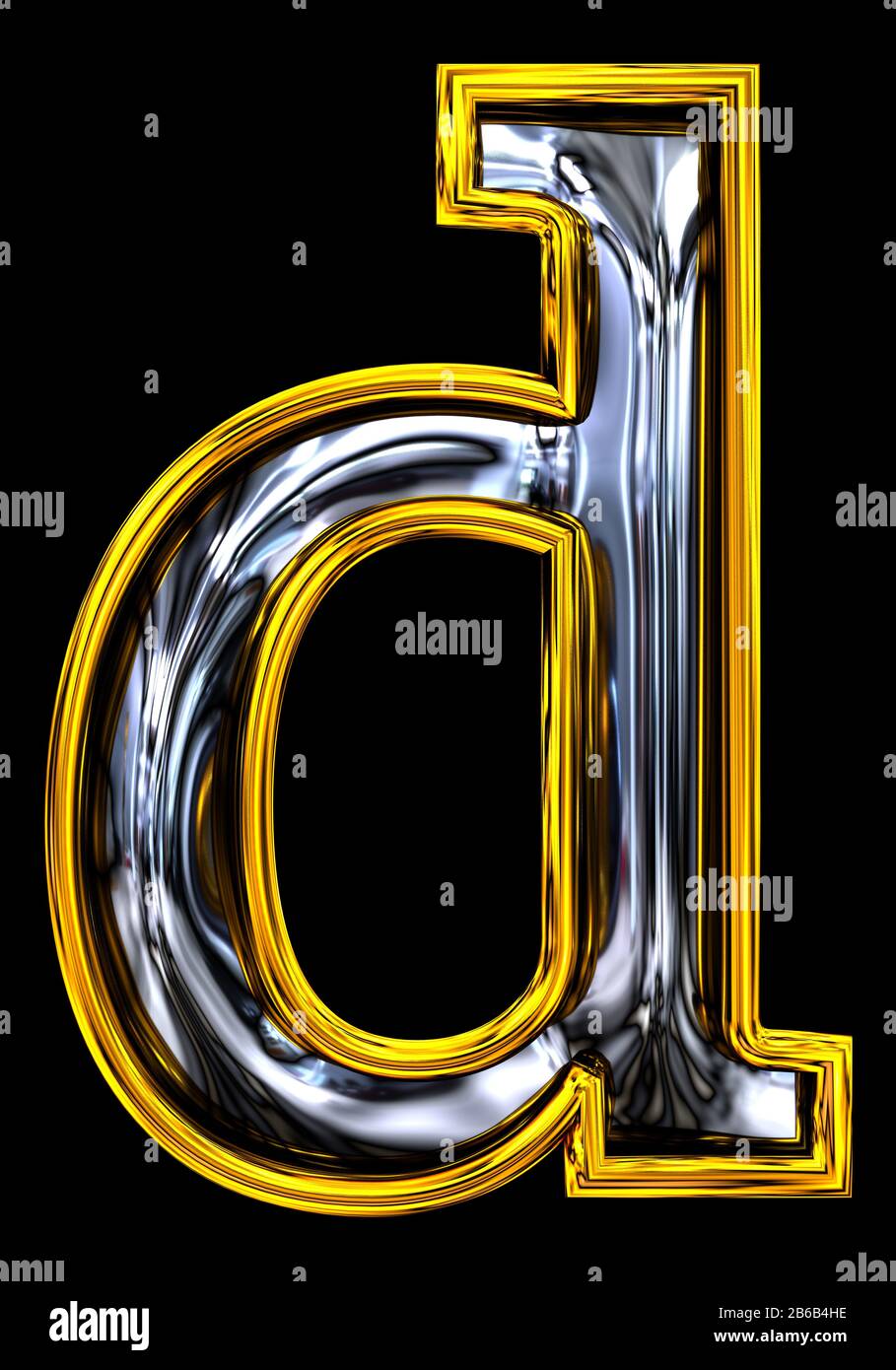 3D rendering. Lowercase Letter d. Pristine Door number style font. Pure ...
