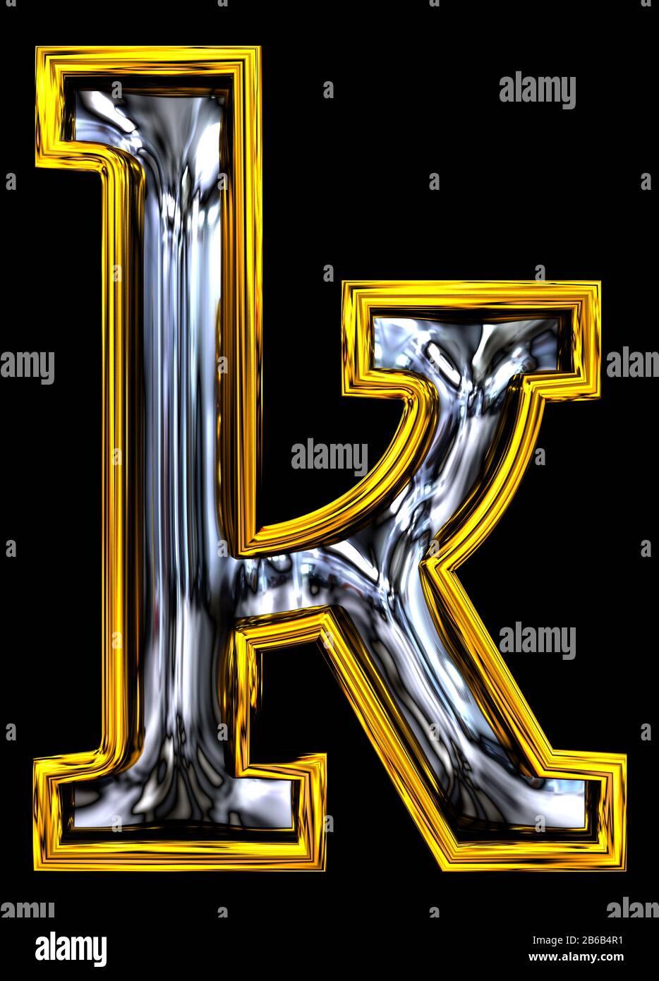 3D rendering Lowercase Letter k Embossed steel light Clean high  resolution ABC render Crisp Door number style font Gold rimmed Isolated  on blac Stock Photo  Alamy