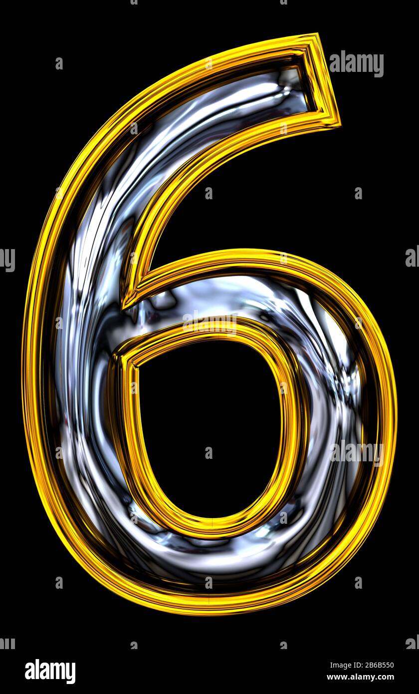 3D rendering, number six 6. Fresh high resolution ABC render. Embossed ...