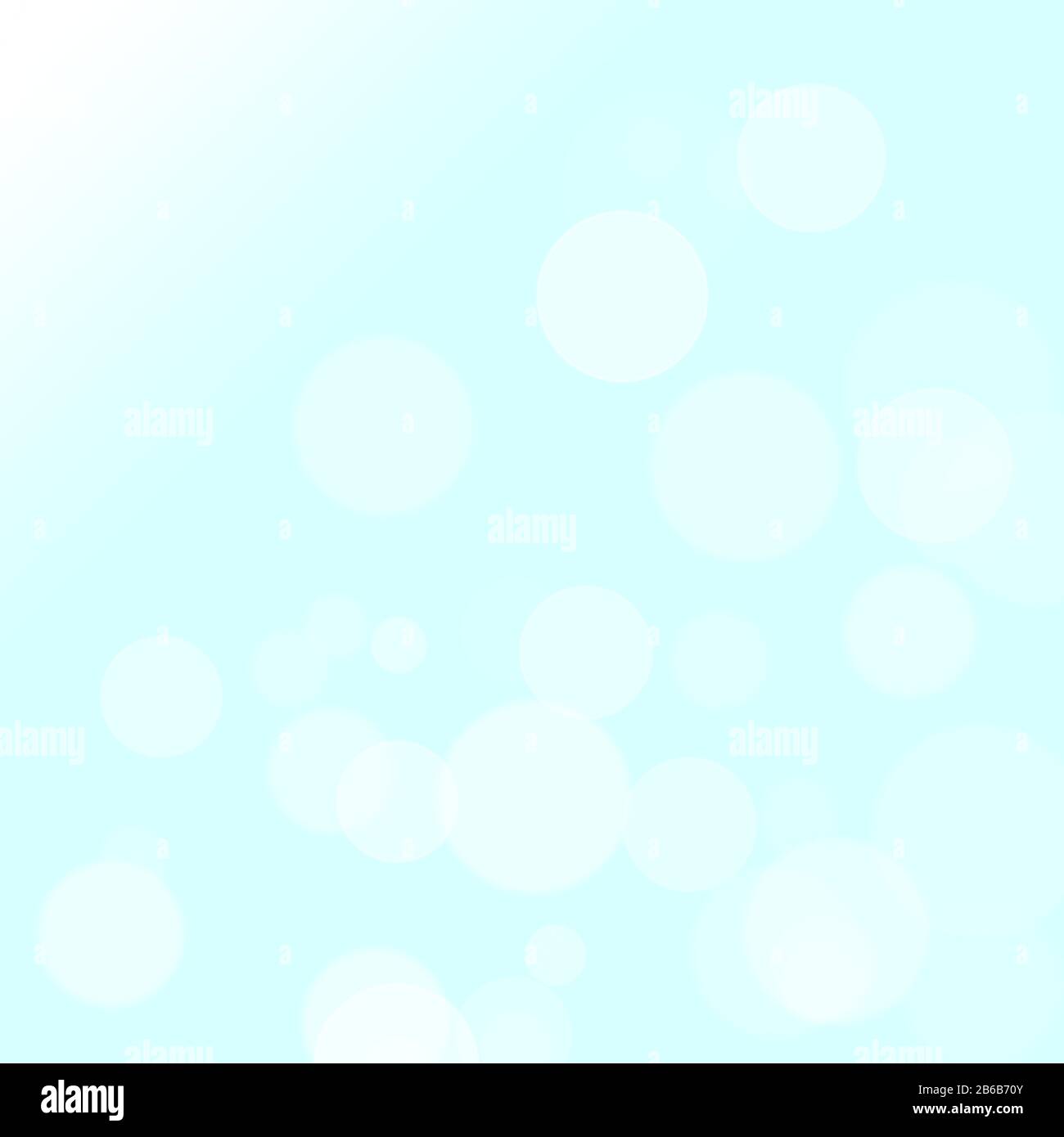 white bokeh circles on light blue background Stock Photo