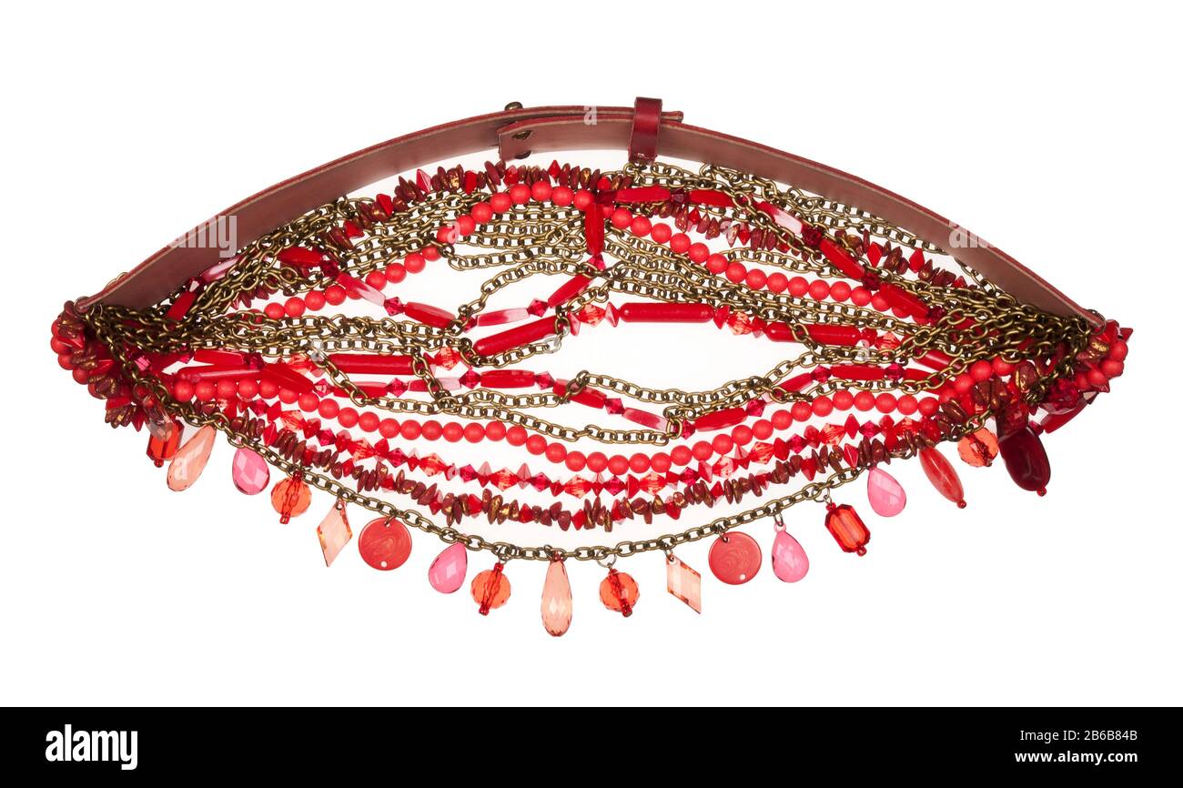 Ladies belt with coloured beads. Stock Photo