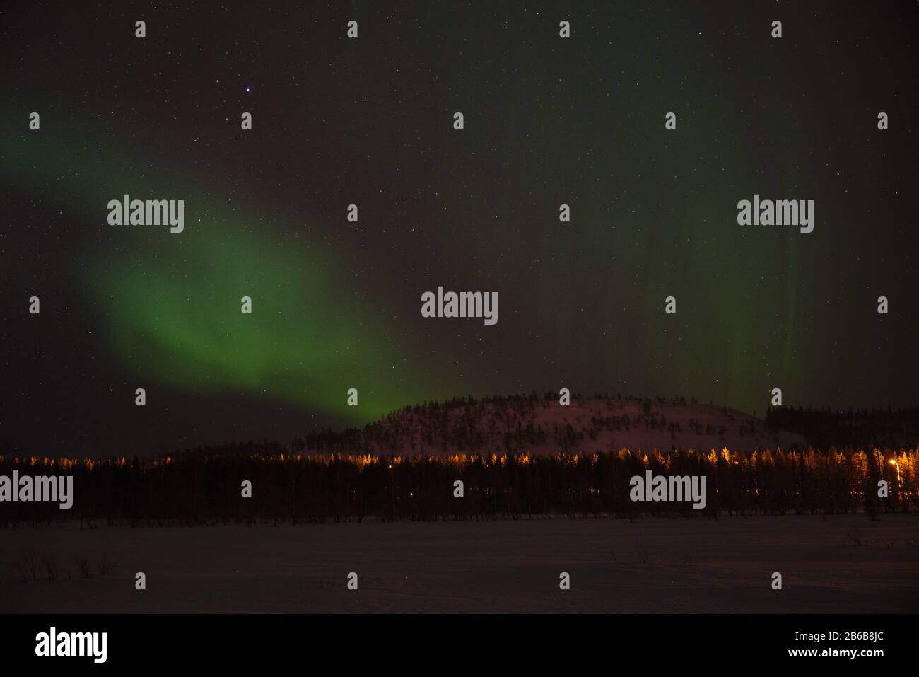 Beautiful green Northern Lights (Aurora Borealis) captured in Luosto