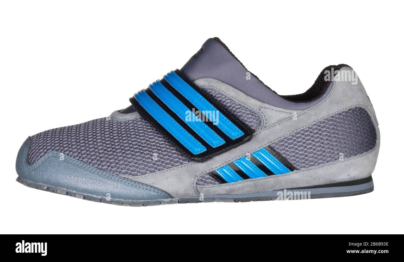 Johji Yamamoto leisure wear shoe in grey and blue velcro strap. Stock Photo