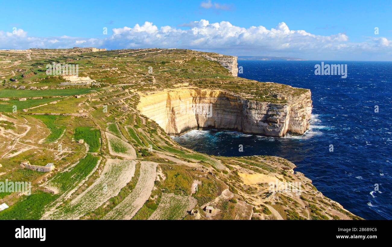 Panoramic view over the Coast of Gozo - Malta by drone Stock Photo - Alamy