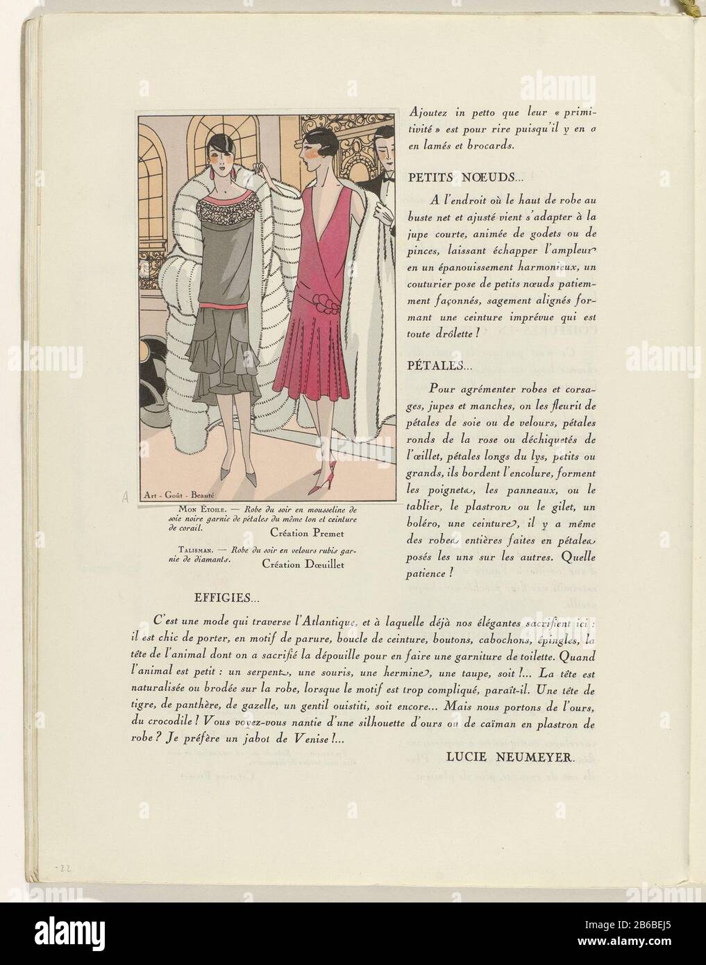 Text Pasted Illustration With Two Evening Dresses And Premet