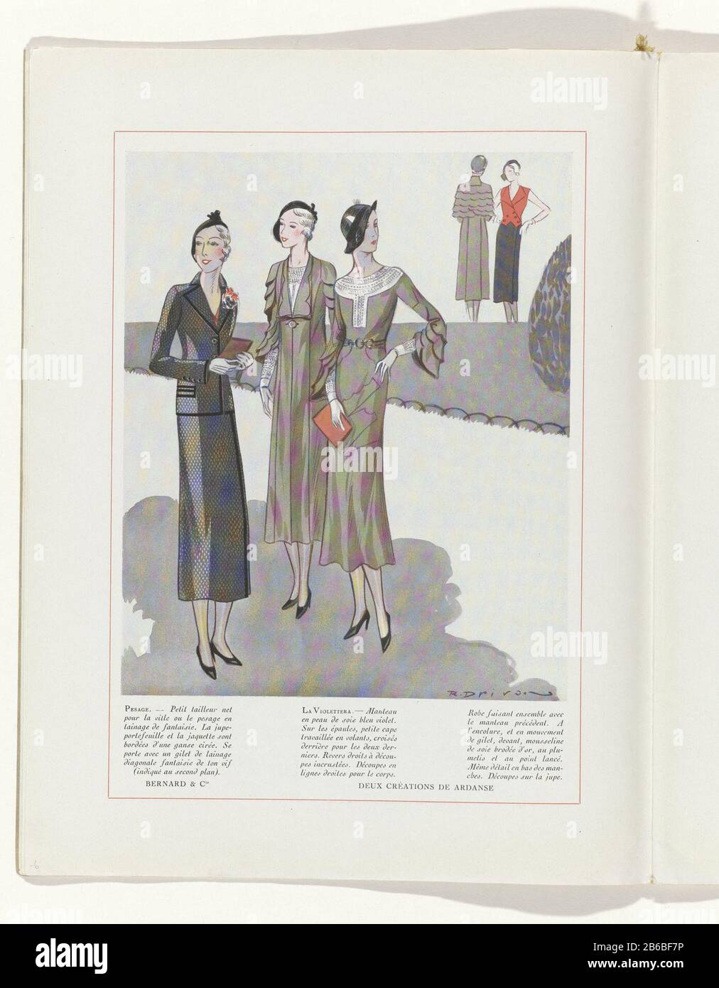 Ensembles Bernard & Cie and Ardanse. Page of the fashion magazine  Art-Gout-Beauté (1920-1933) . Manufacturer : design by R. DRIVON (listed  building) fashion house: Bernard & Cie (listed building) fashion house:  Ardanse (