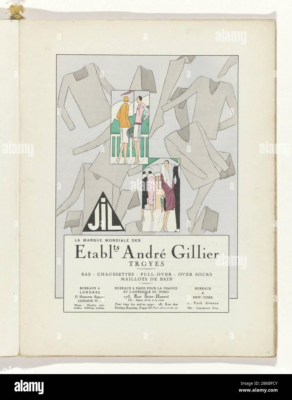 Advertising to include stockings and pullovers André Gillier. Page of the  fashion magazine Art-Gout-Beauté (1920-1933) . Manufacturer : Publisher:  Charles Goymodeontwerper: André GillierPlaats manufacture: Troyes Dating:  1929 Physical features ...
