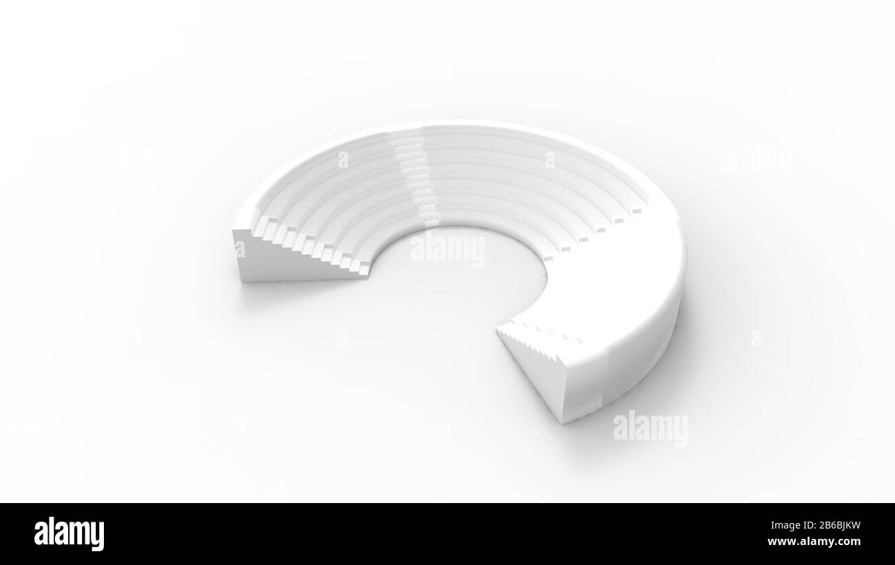 3D rendering of an amphitheater stairs public crowd structure isolated on white background Stock Photo