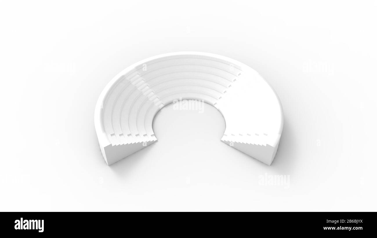 3D rendering of an amphitheater stairs public crowd structure isolated on white background Stock Photo