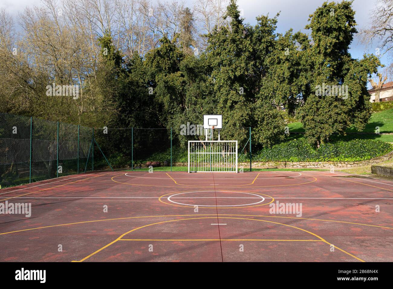 Outdoor sport game court on public park. Amateur Sport concept. Copy space Stock Photo