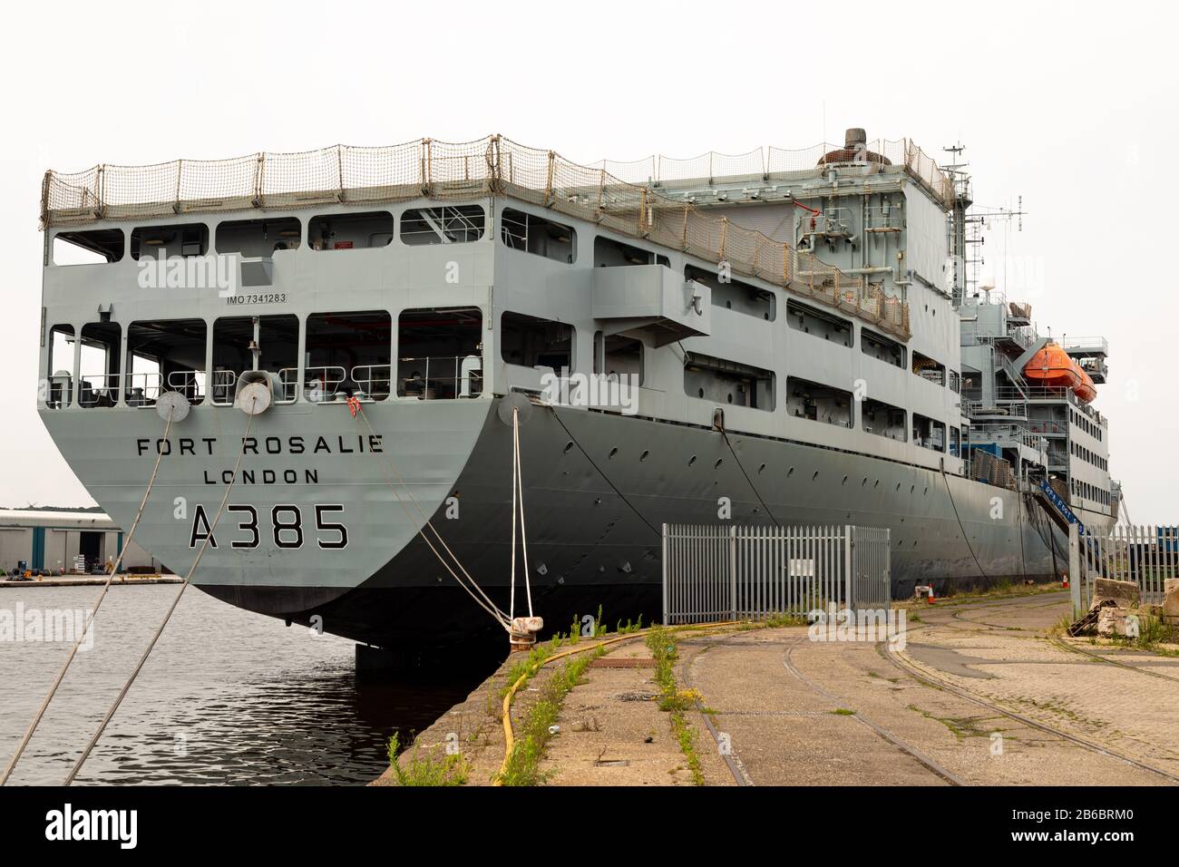 RFA Fort Rosalie moored at the Great Float inWallasey Wirral August 2019 Stock Photo